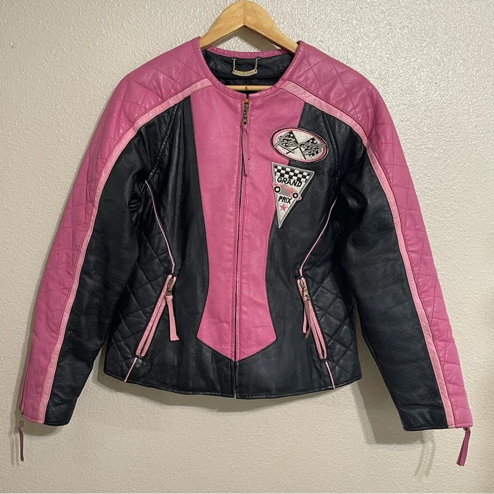 SHEBANG Pink Genuine Leather‎ Moto Jacket